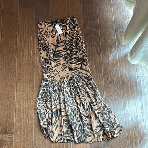 Nasty Gal Brown and Black Fit and Flare Midi Skirt